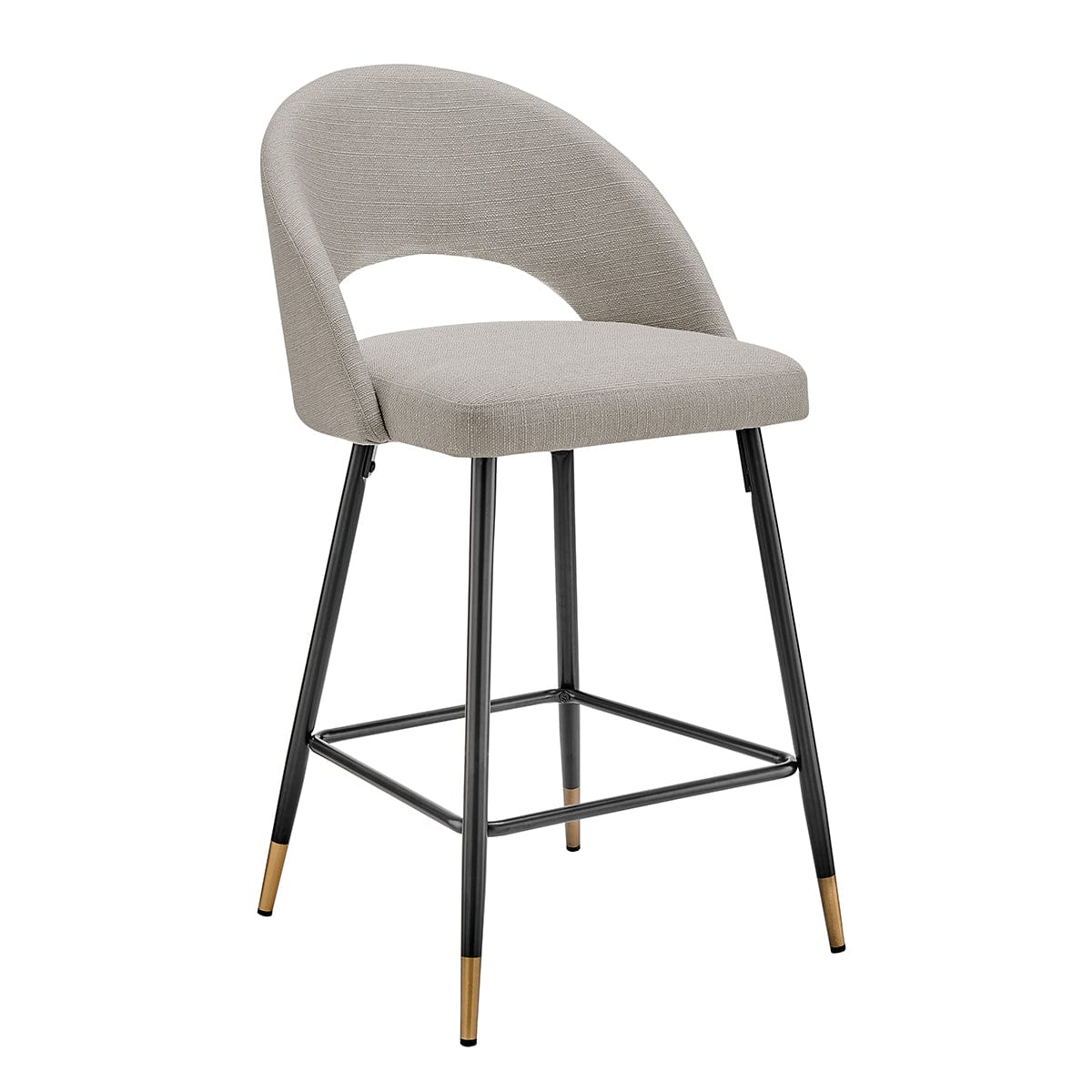 Tabouret de bar moderne en lin gris pierre avec design demi-lune pour la cuisine
