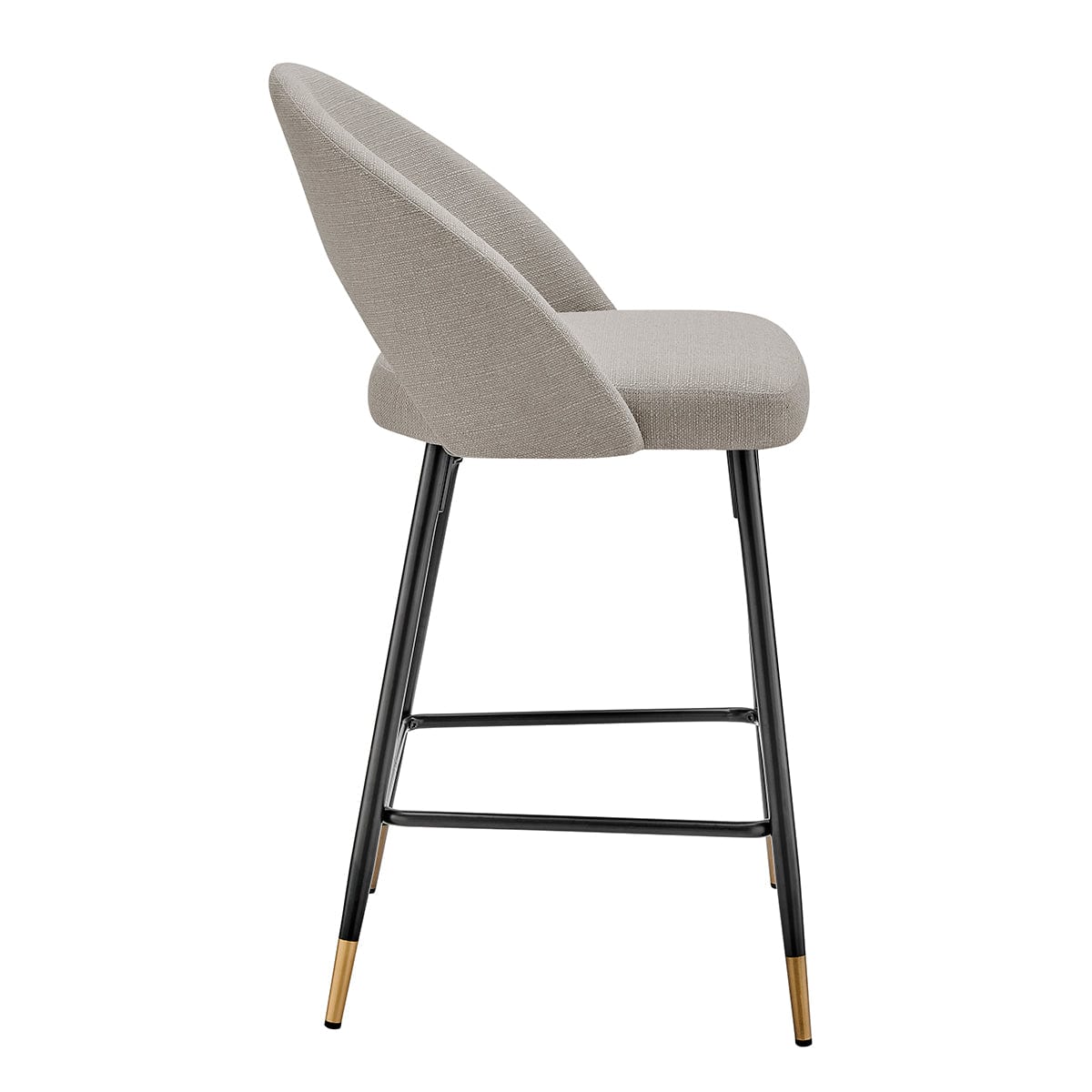 Tabouret de bar moderne en lin gris pierre avec design demi-lune pour la cuisine