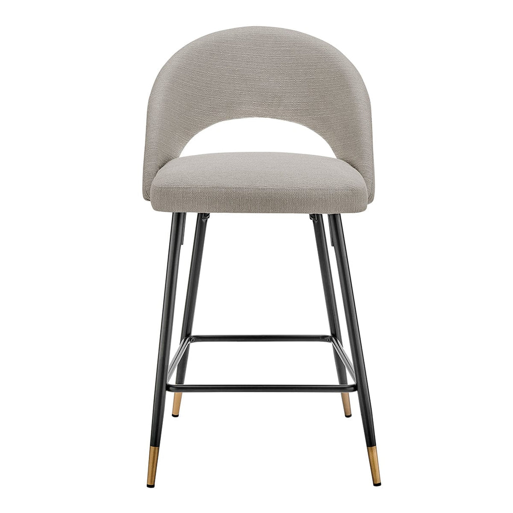Tabouret de bar moderne en lin gris pierre avec design demi-lune pour la cuisine
