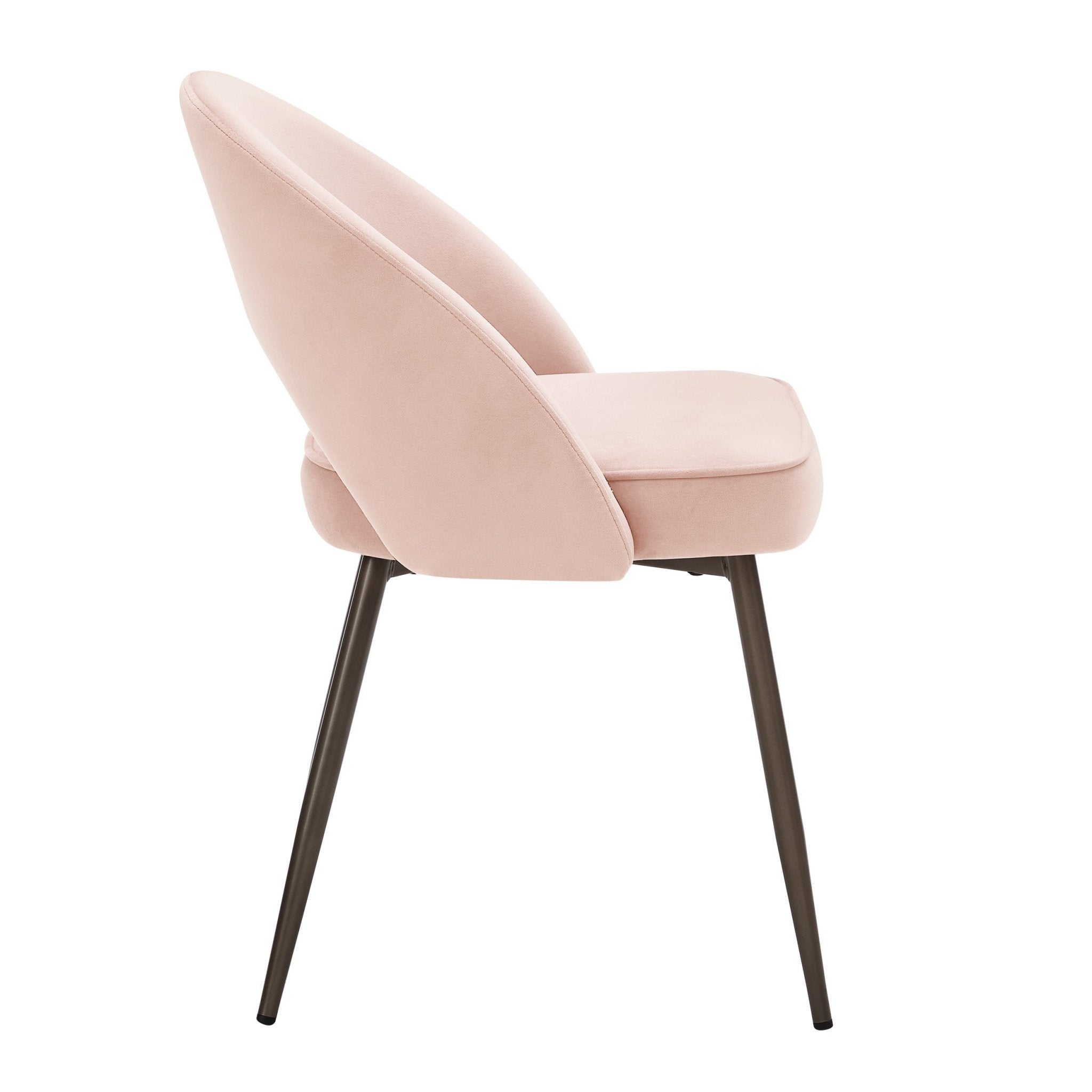 Chaise de salle à manger en tissu rose romantique avec dossier incurvé
