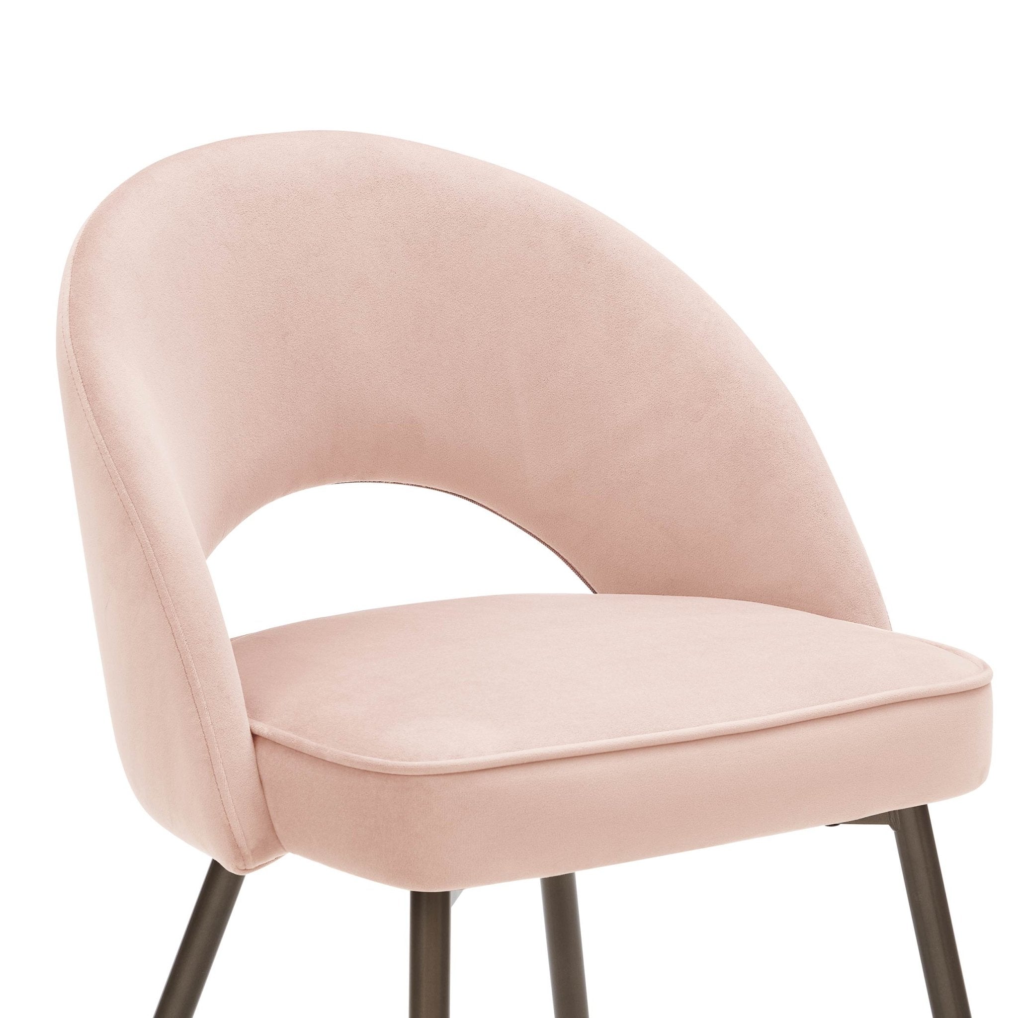 Chaise de salle à manger en tissu rose romantique avec dossier incurvé