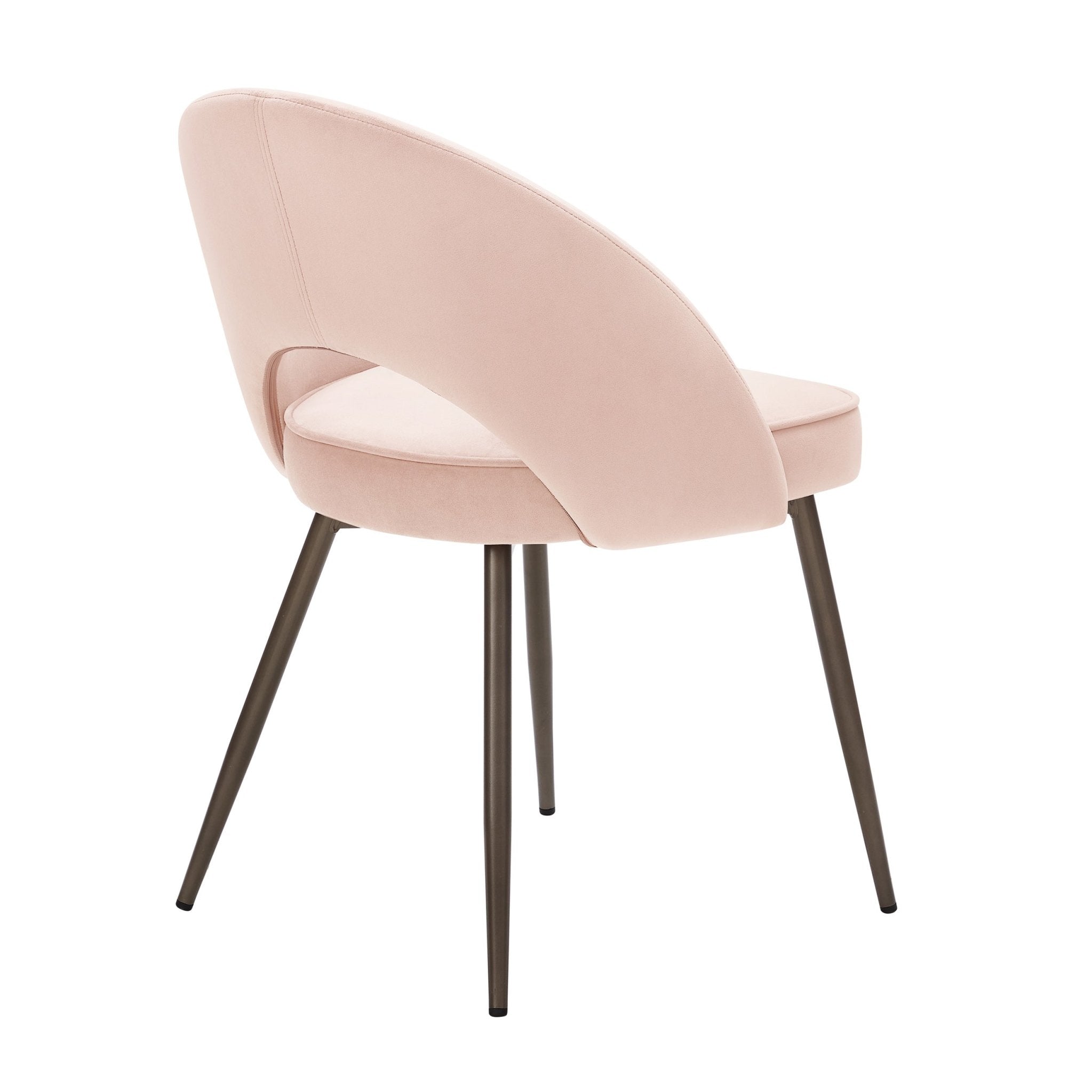 Chaise de salle à manger en tissu rose romantique avec dossier incurvé