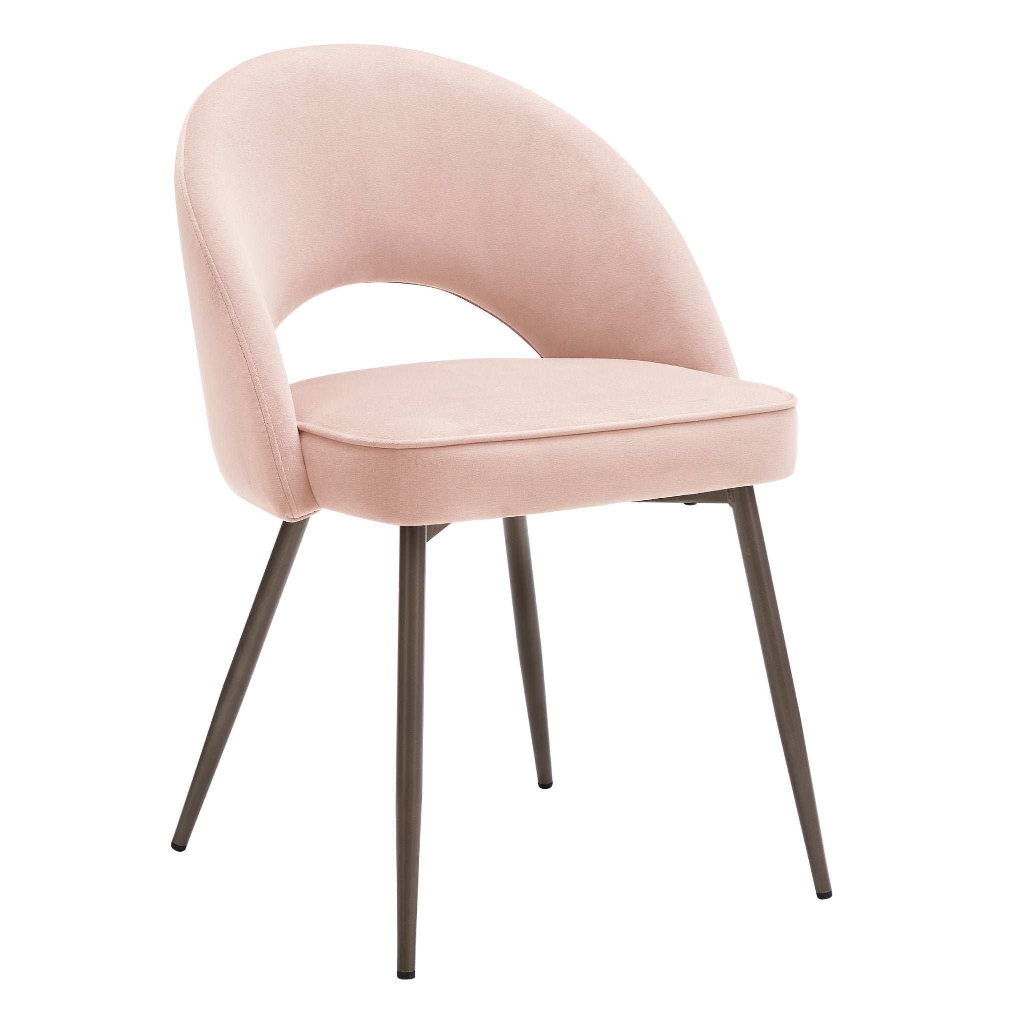 Chaise de salle à manger en tissu rose romantique avec dossier incurvé