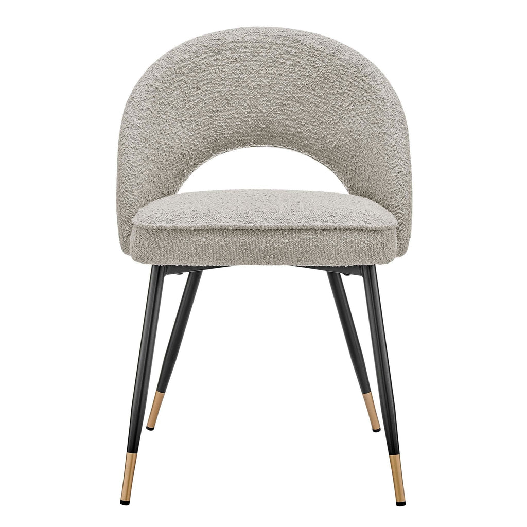 Chaise de salle à manger contemporaine en bouclette taupe à dossier incurvé