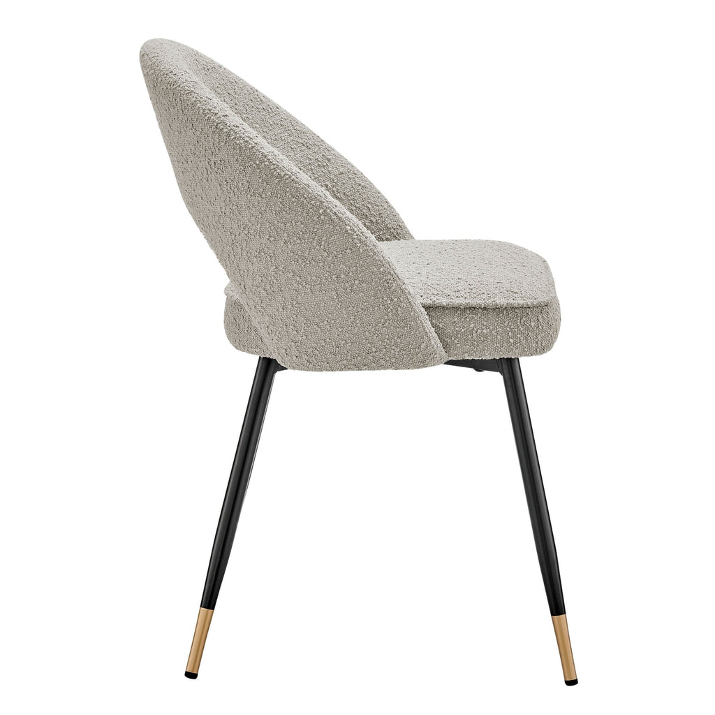 Chaise de salle à manger contemporaine en bouclette taupe à dossier incurvé