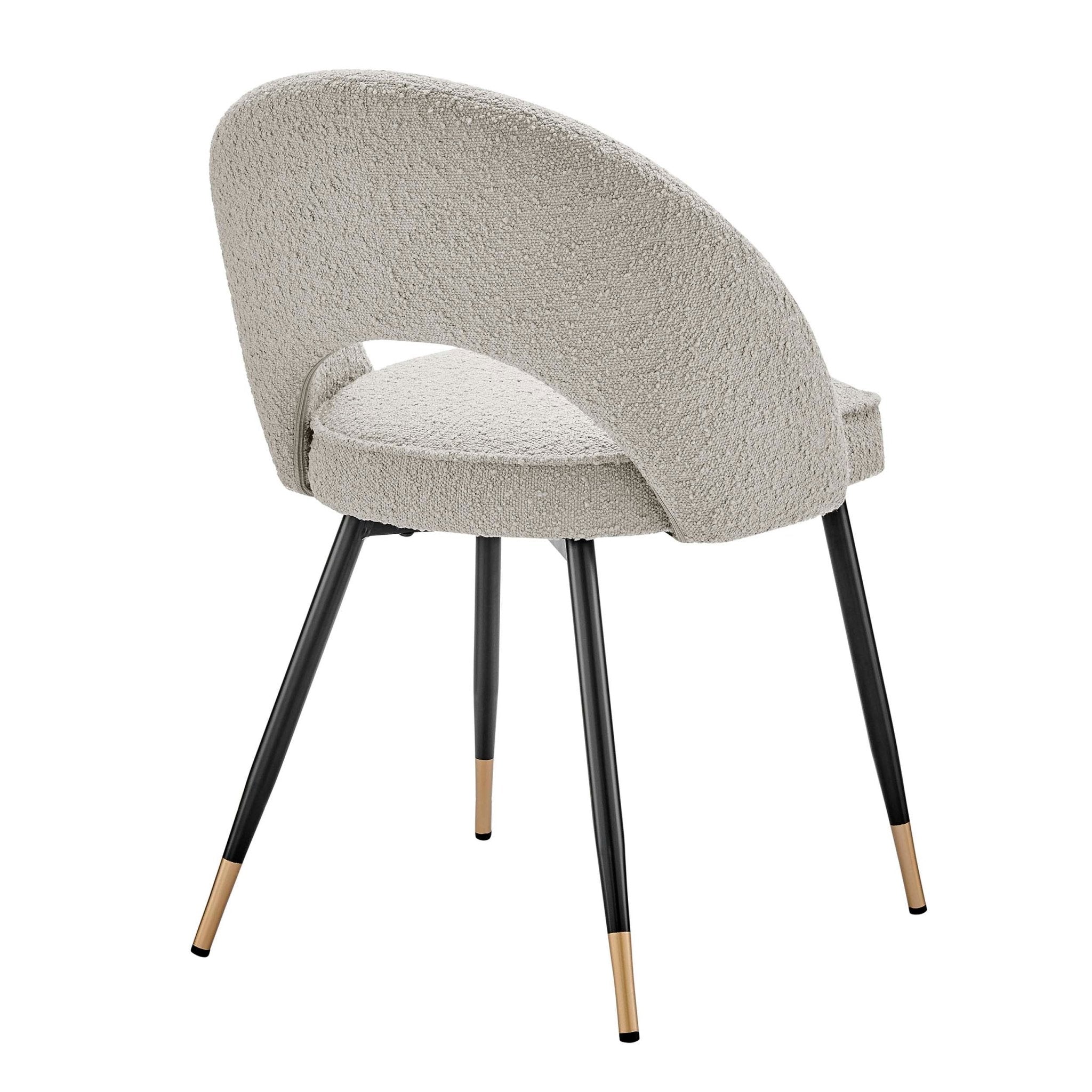 Chaise de salle à manger contemporaine en bouclette taupe à dossier incurvé