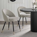 Chaise de salle à manger contemporaine en bouclette taupe à dossier incurvé
