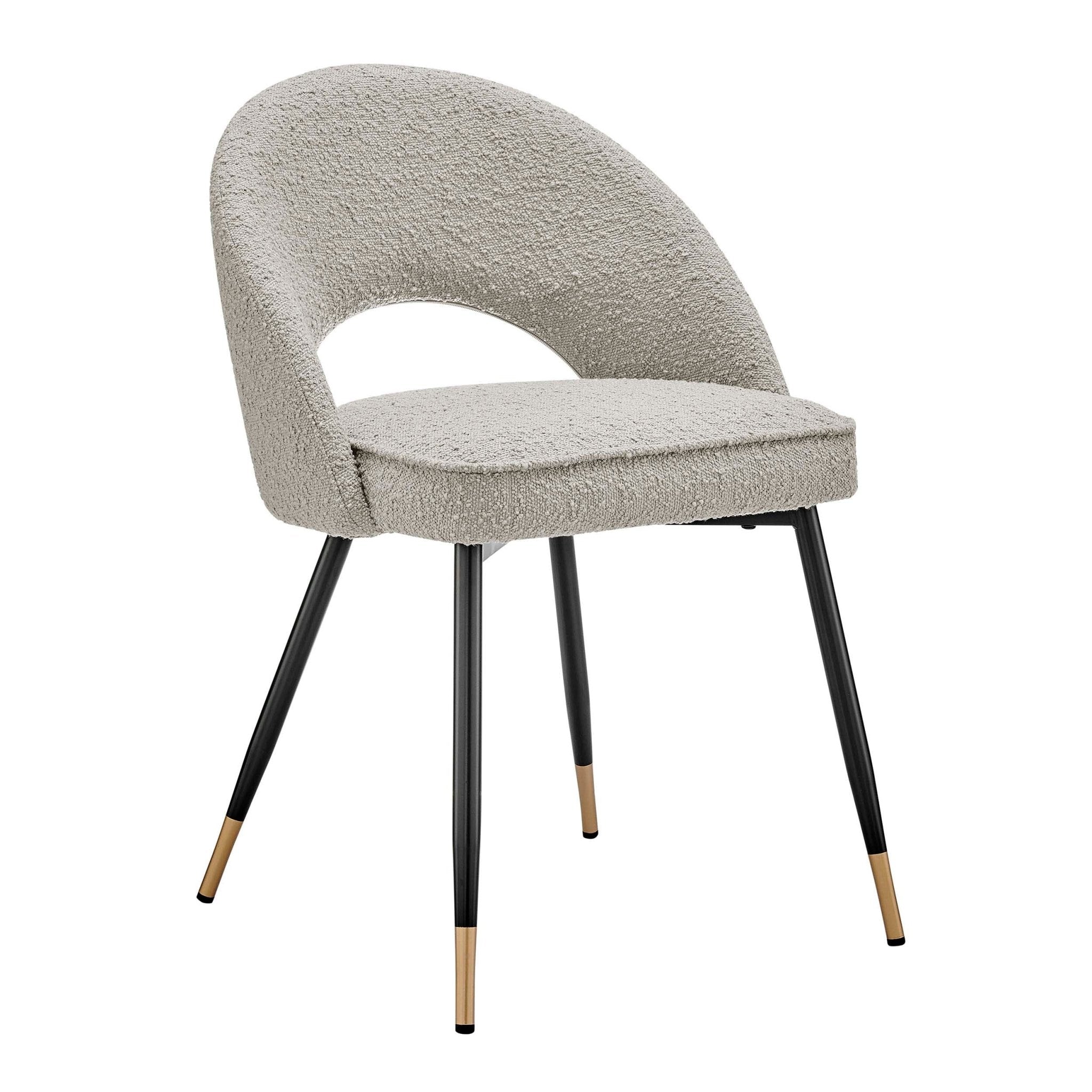 Chaise de salle à manger contemporaine en bouclette taupe à dossier incurvé