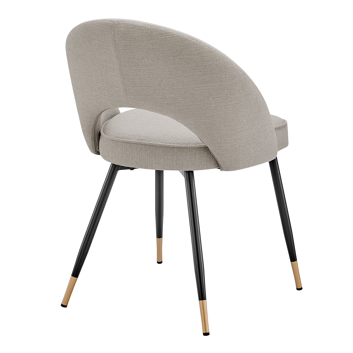 Chaise de salle à manger moderne en lin gris pierre avec dossier incurvé