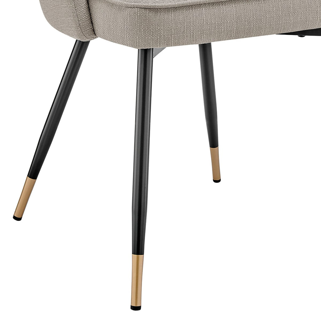 Chaise de salle à manger moderne en lin gris pierre avec dossier incurvé