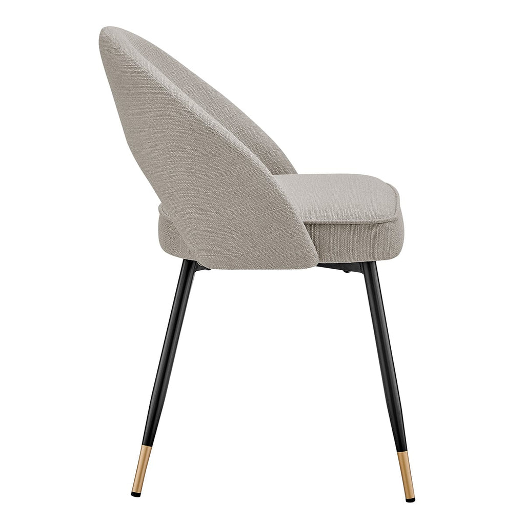 Chaise de salle à manger moderne en lin gris pierre avec dossier incurvé