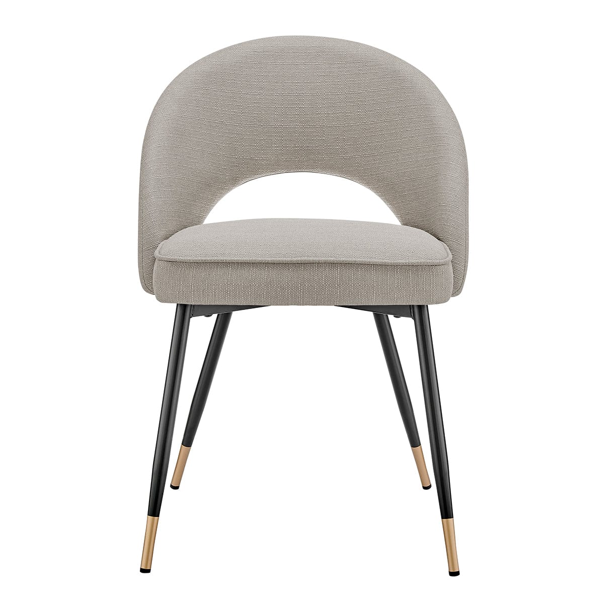 Chaise de salle à manger moderne en lin gris pierre avec dossier incurvé