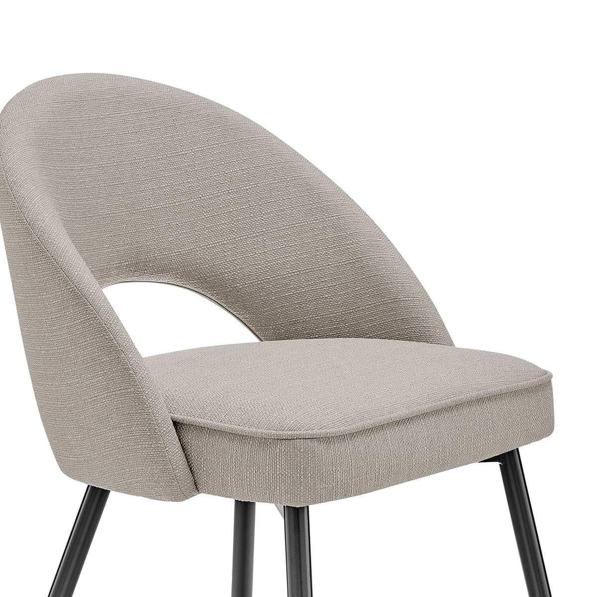 Chaise de salle à manger moderne en lin gris pierre avec dossier incurvé