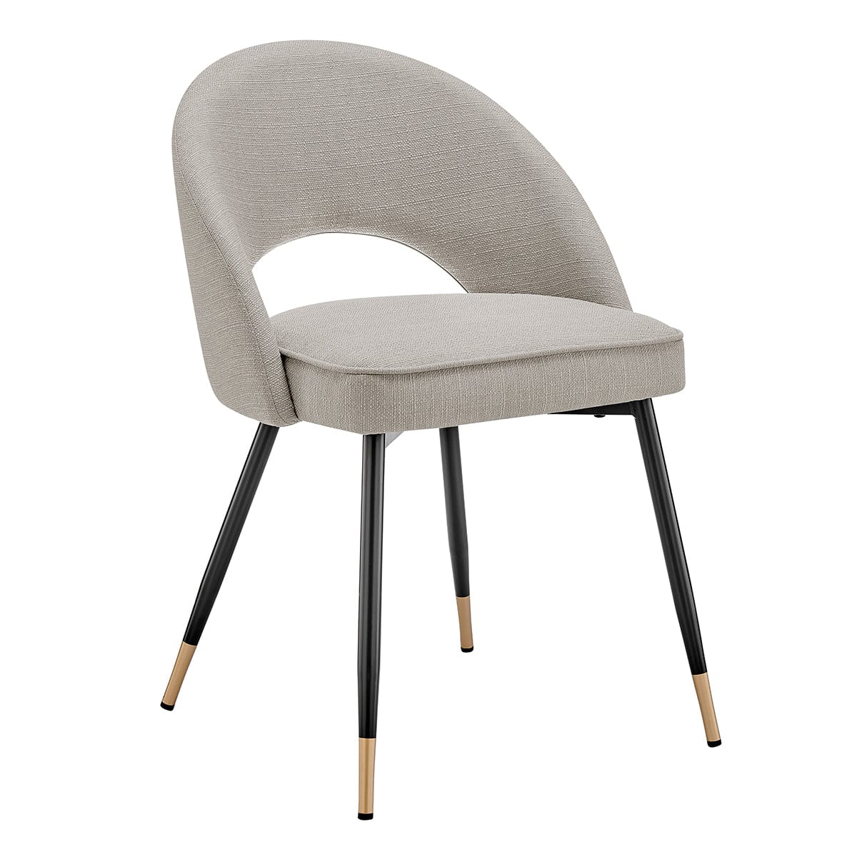 Chaise de salle à manger moderne en lin gris pierre avec dossier incurvé