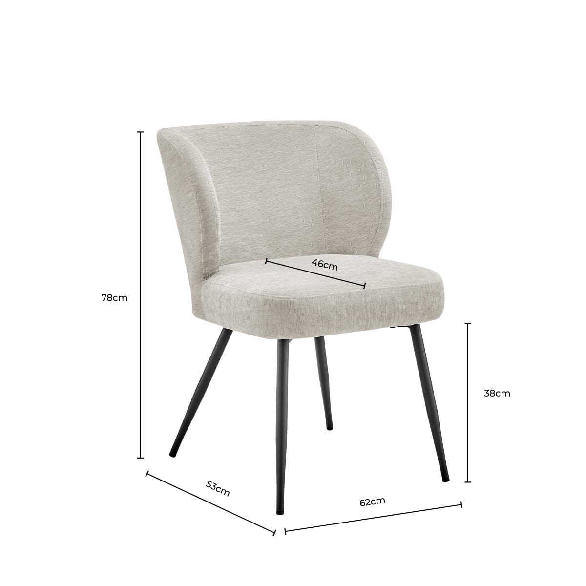 Chaise de salle à manger contemporaine en chenille naturelle avec assise rembourrée