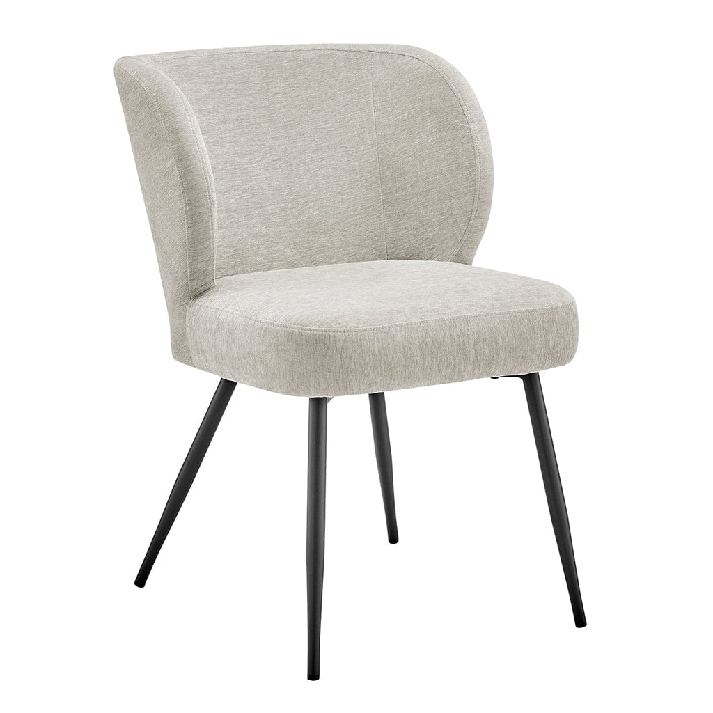 Chaise de salle à manger contemporaine en chenille naturelle avec assise rembourrée