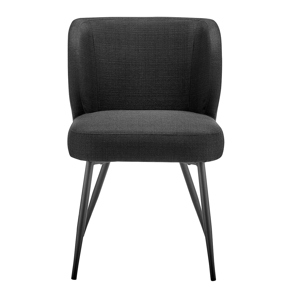 Chaise de salle à manger moderne en lin noir avec siège rembourré