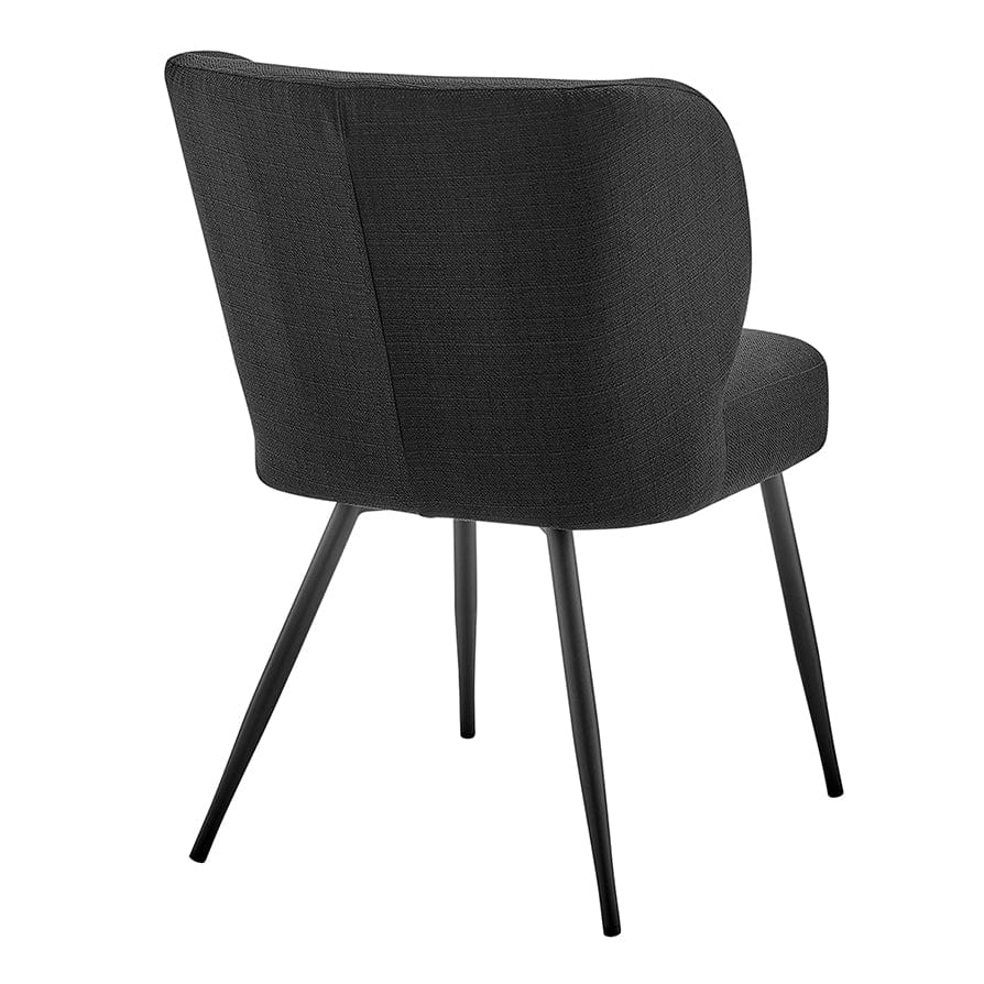 Chaise de salle à manger moderne en lin noir avec siège rembourré