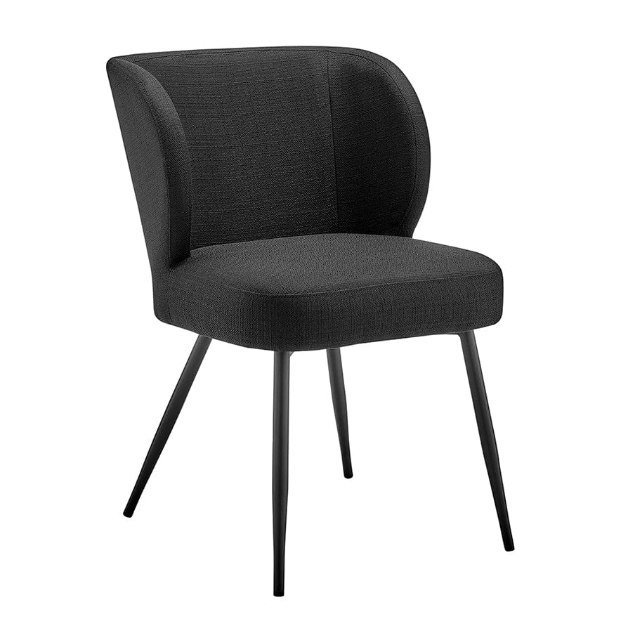 Chaise de salle à manger moderne en lin noir avec siège rembourré