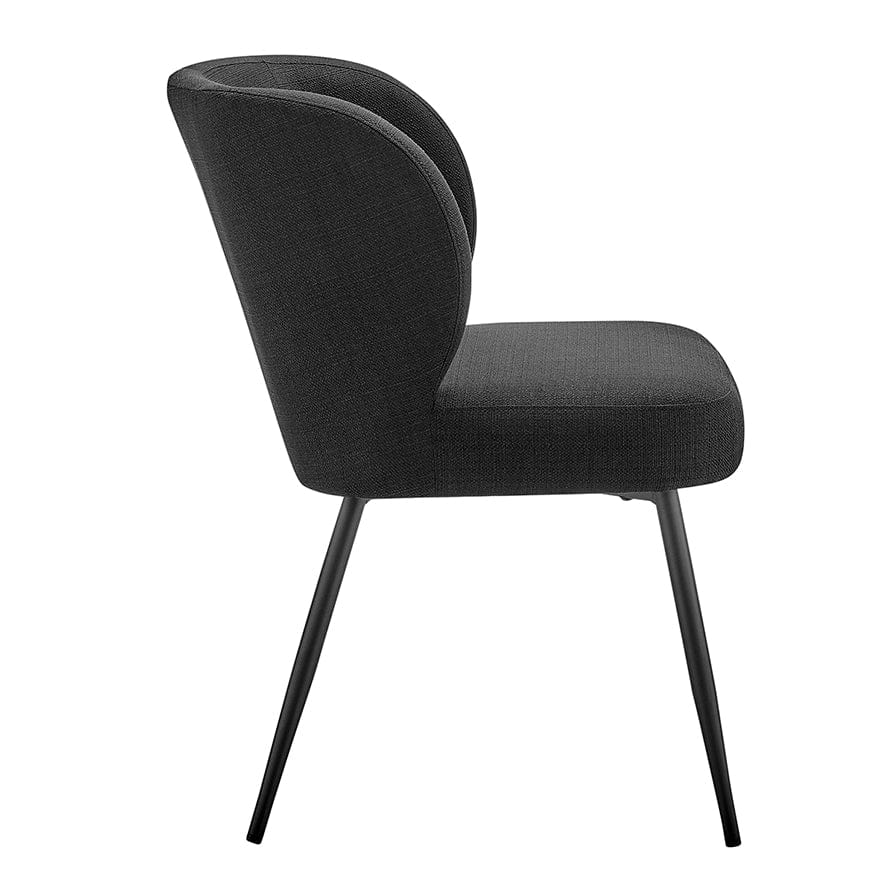 Chaise de salle à manger moderne en lin noir avec siège rembourré
