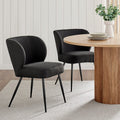Chaise de salle à manger moderne en lin noir avec siège rembourré