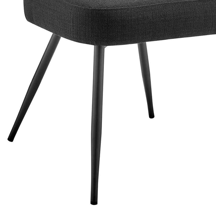 Chaise de salle à manger moderne en lin noir avec siège rembourré