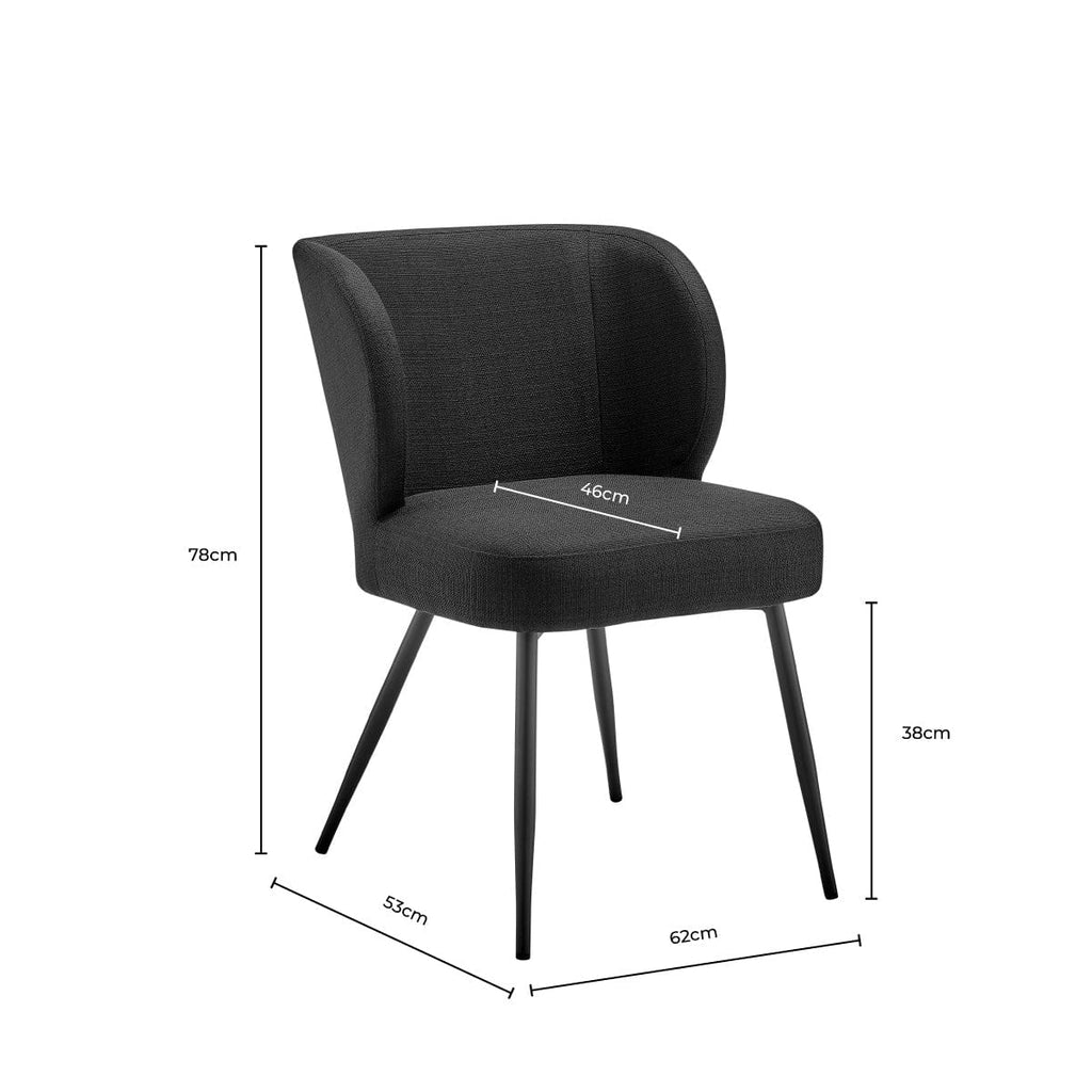 Chaise de salle à manger moderne en lin noir avec siège rembourré