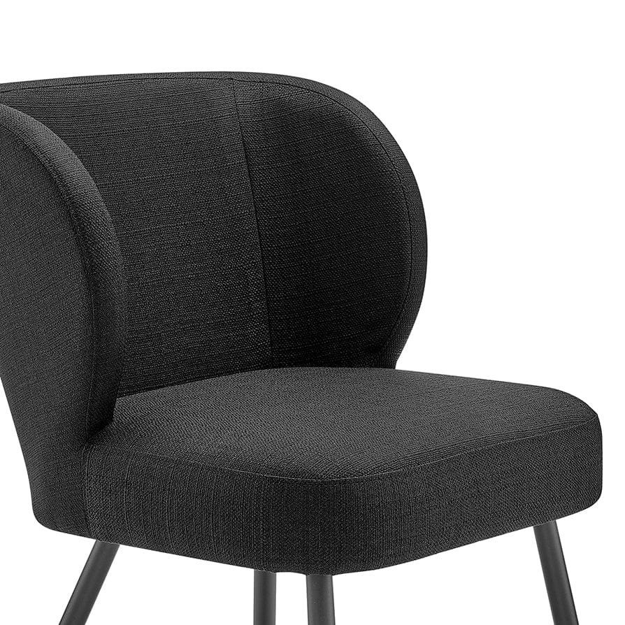 Chaise de salle à manger moderne en lin noir avec siège rembourré