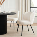 Chaise de salle à manger confortable en tissu Teddy blanc avec assise rembourrée