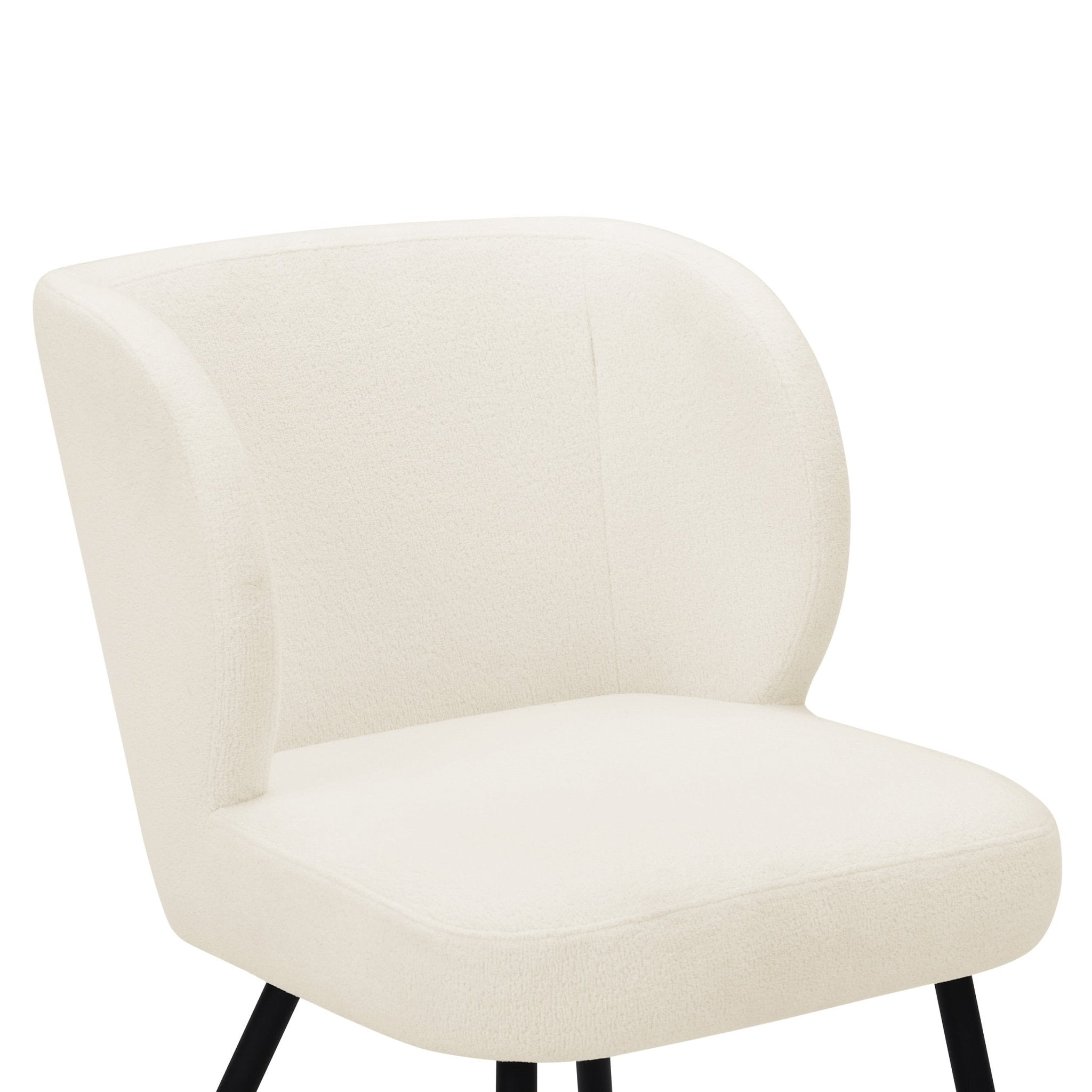 Chaise de salle à manger confortable en tissu Teddy blanc avec assise rembourrée