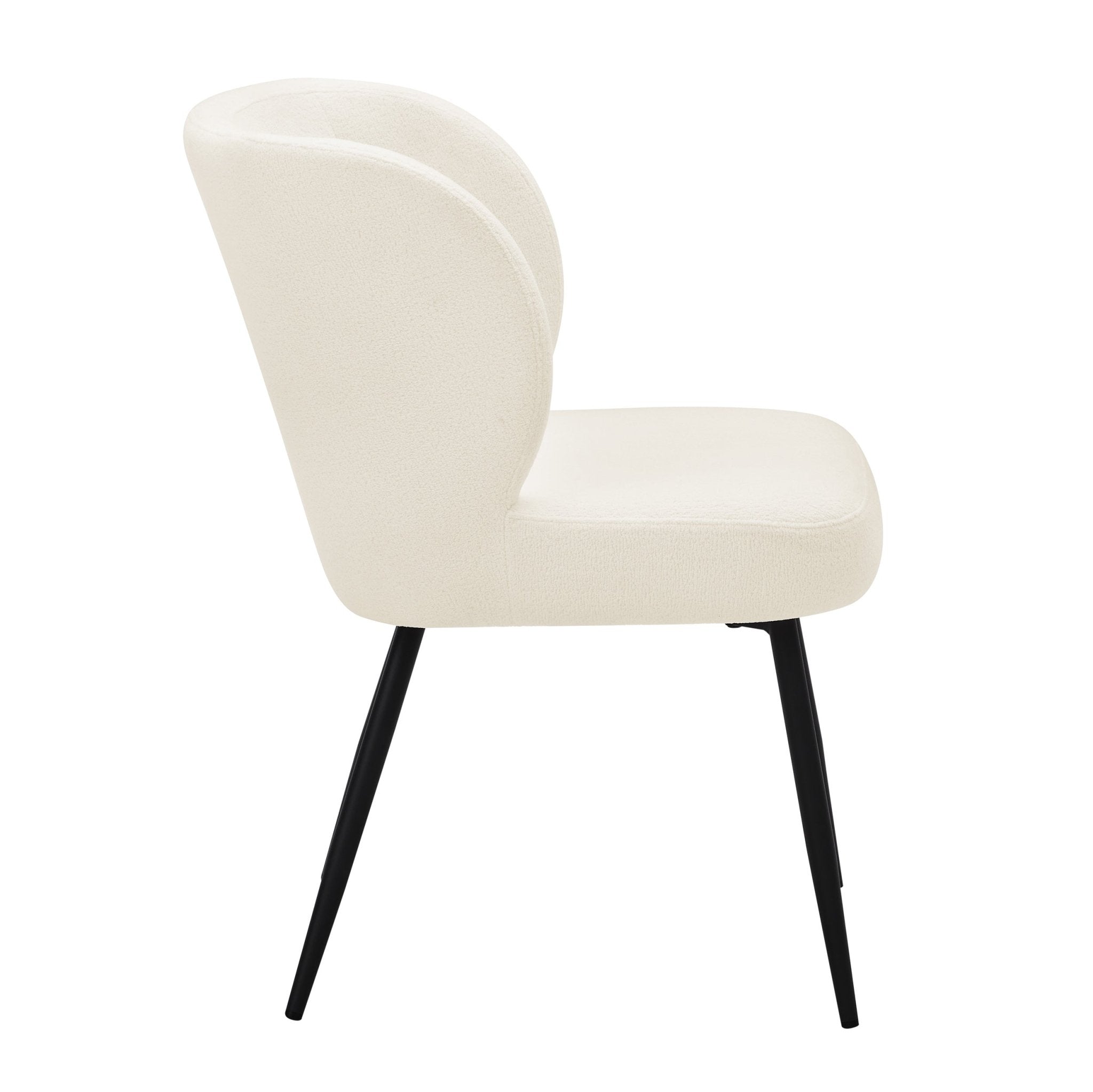 Chaise de salle à manger confortable en tissu Teddy blanc avec assise rembourrée
