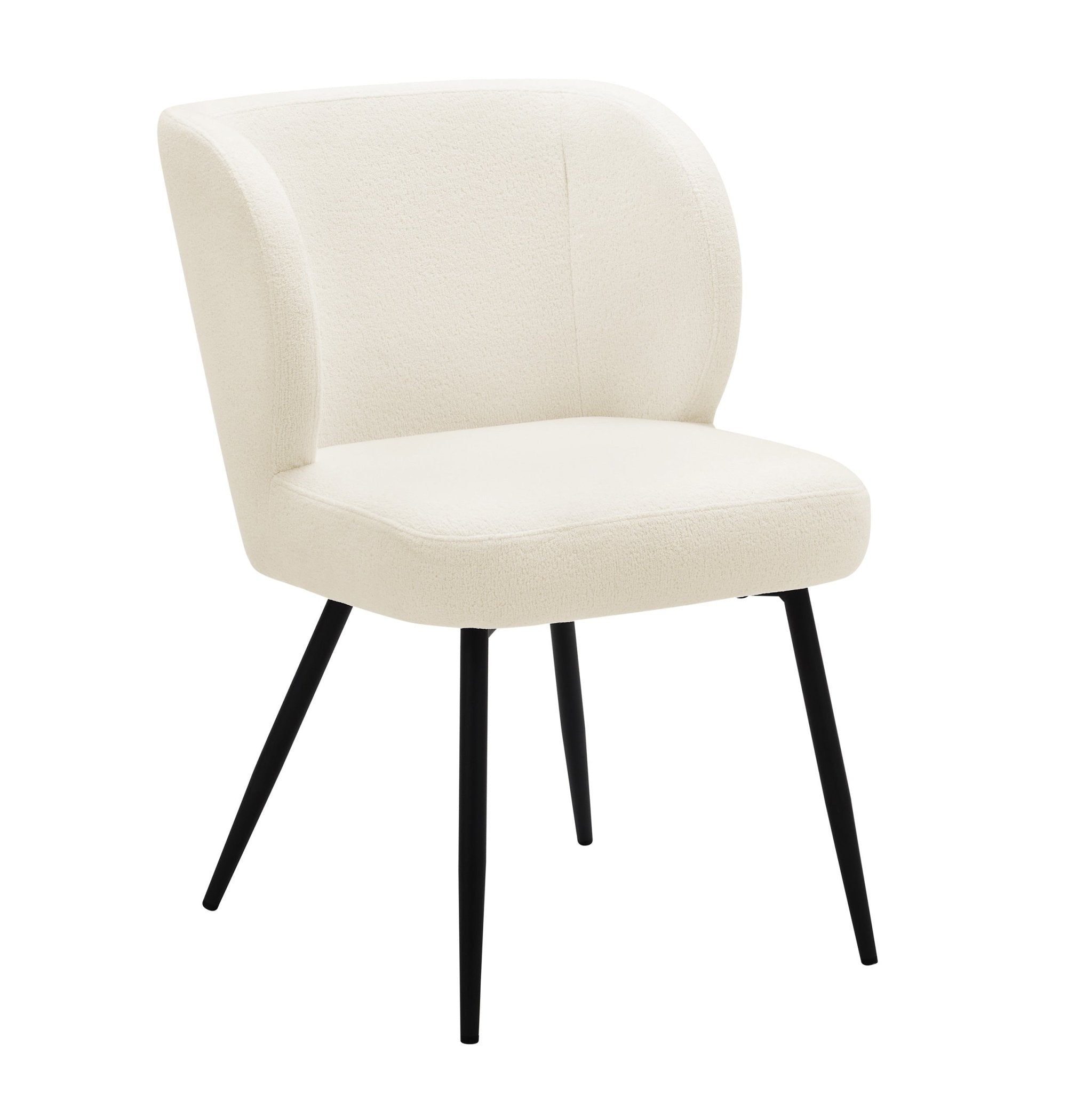Chaise de salle à manger confortable en tissu Teddy blanc avec assise rembourrée