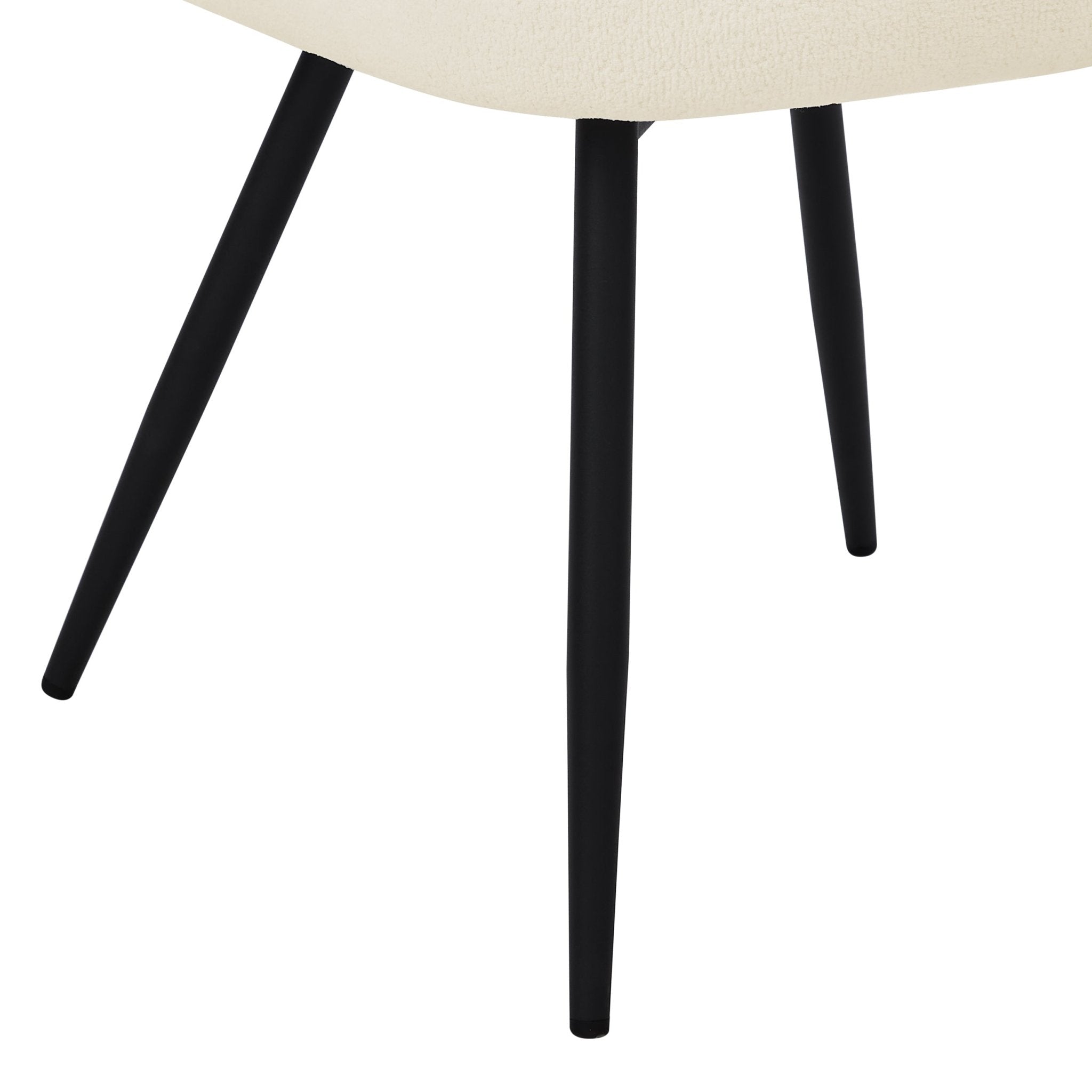 Chaise de salle à manger confortable en tissu Teddy blanc avec assise rembourrée