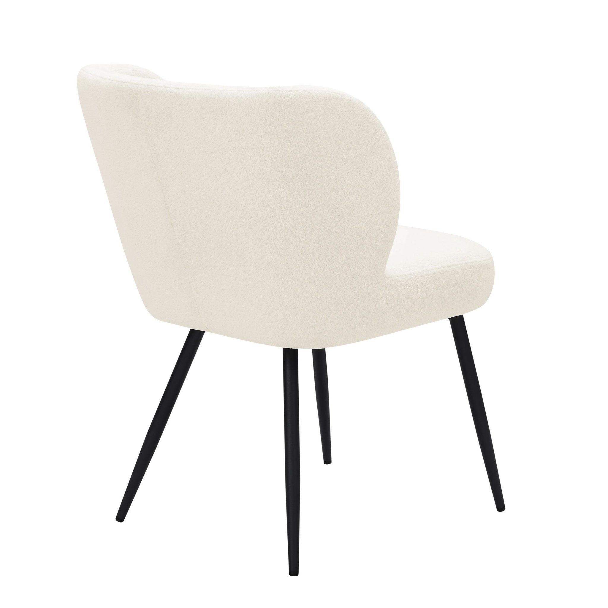 Chaise de salle à manger confortable en tissu Teddy blanc avec assise rembourrée