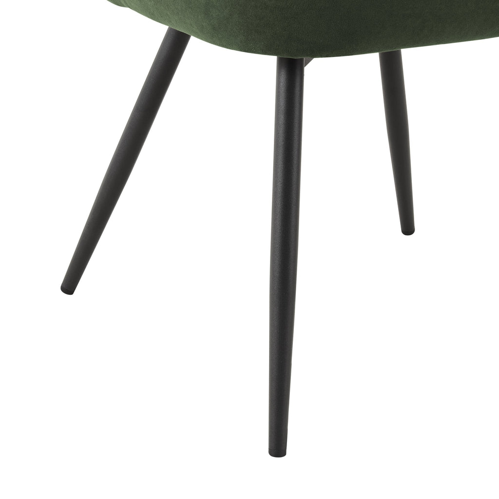 Chaise de salle à manger contemporaine en velours olive foncé avec assise rembourrée