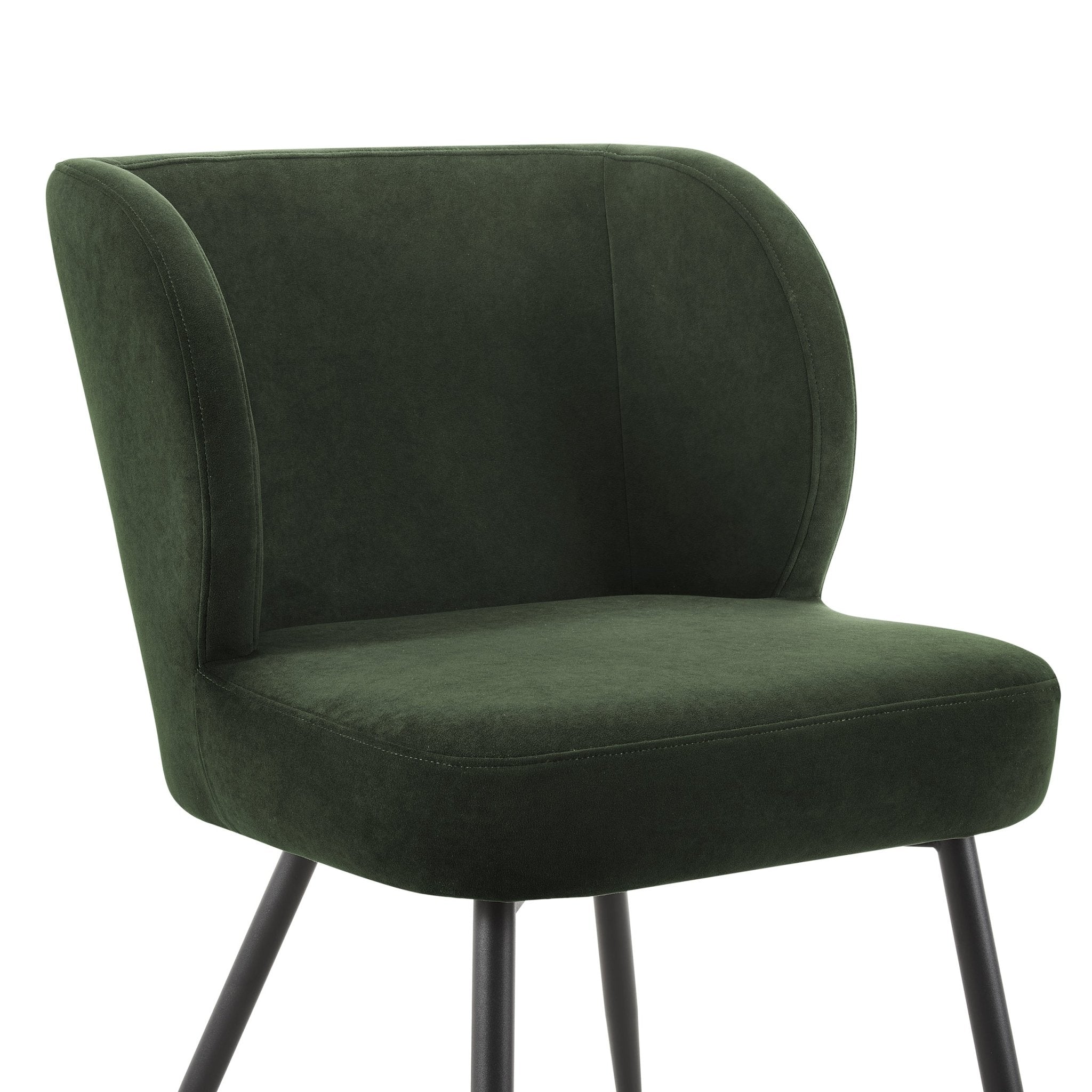 Chaise de salle à manger contemporaine en velours olive foncé avec assise rembourrée