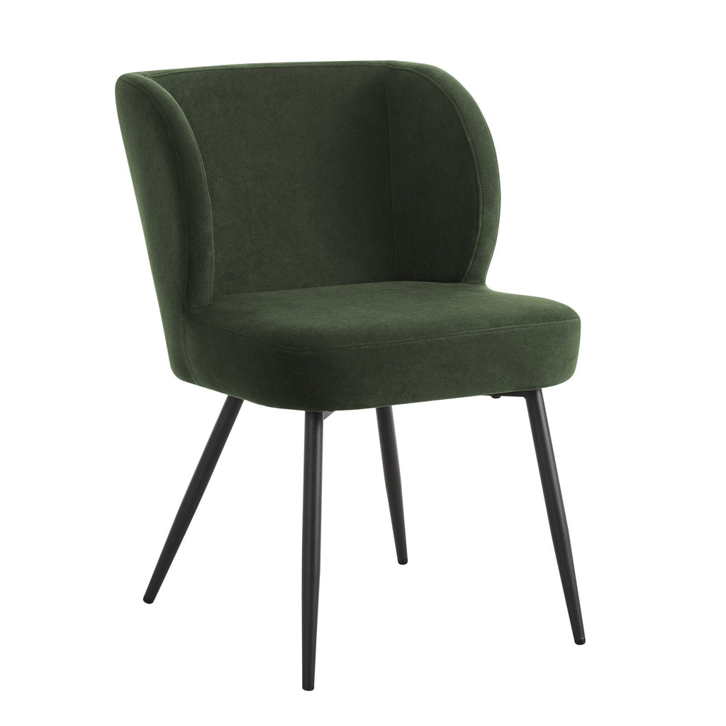 Chaise de salle à manger contemporaine en velours olive foncé avec assise rembourrée