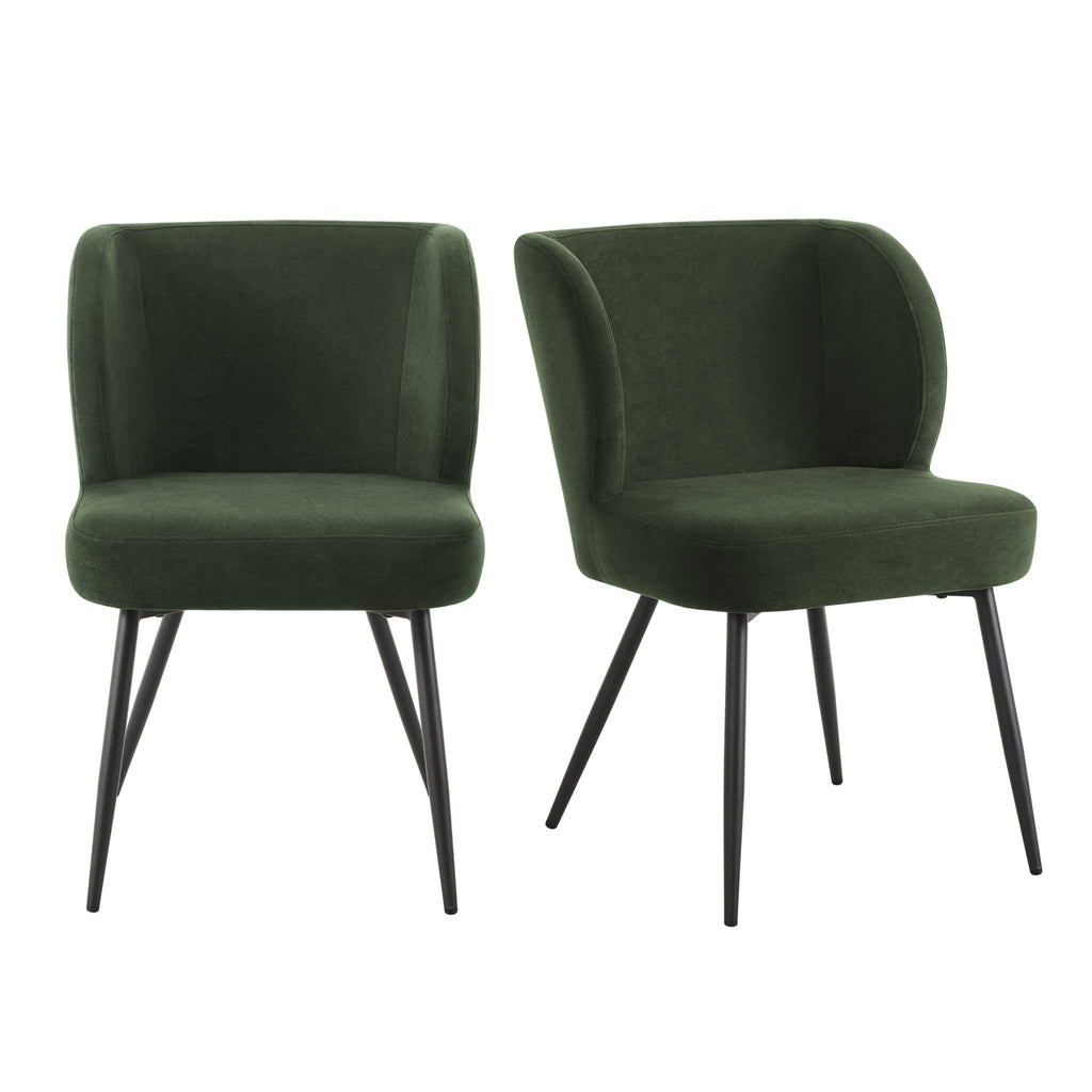 Chaise de salle à manger contemporaine en velours olive foncé avec assise rembourrée