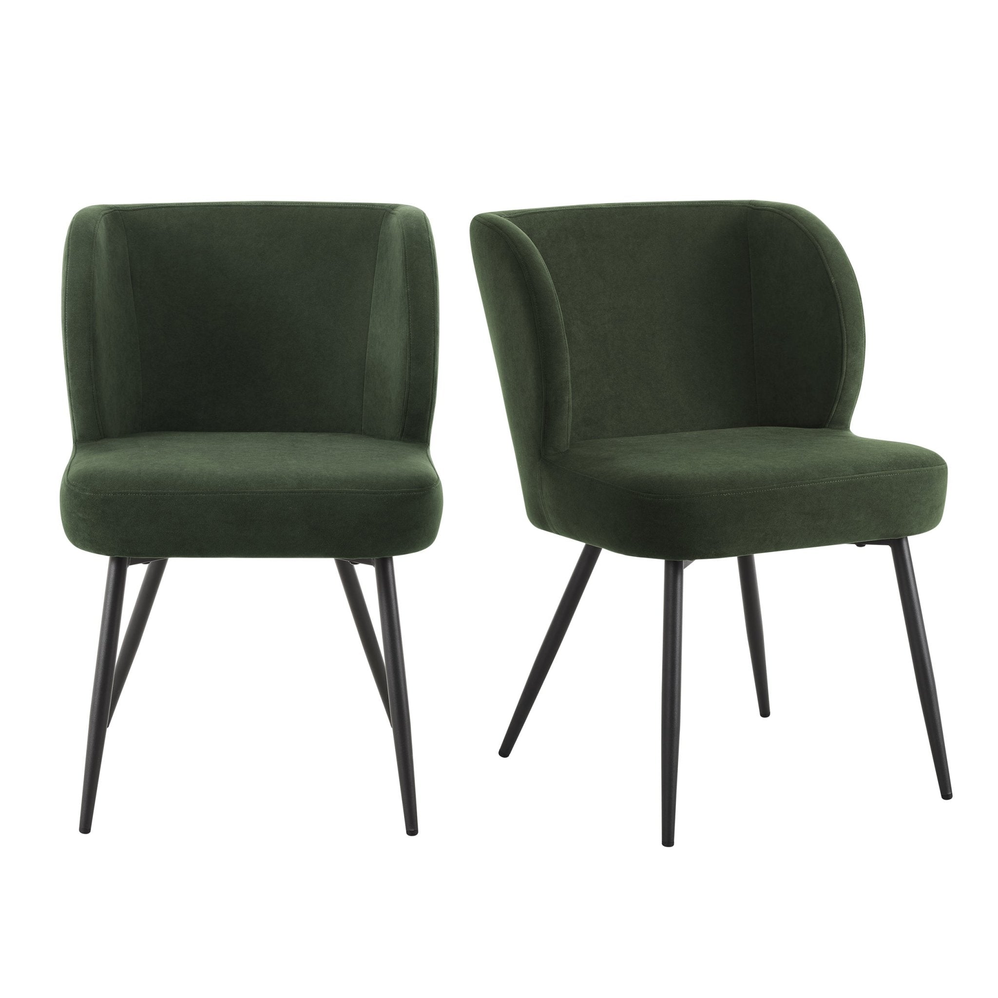 Chaise de salle à manger contemporaine en velours olive foncé avec assise rembourrée
