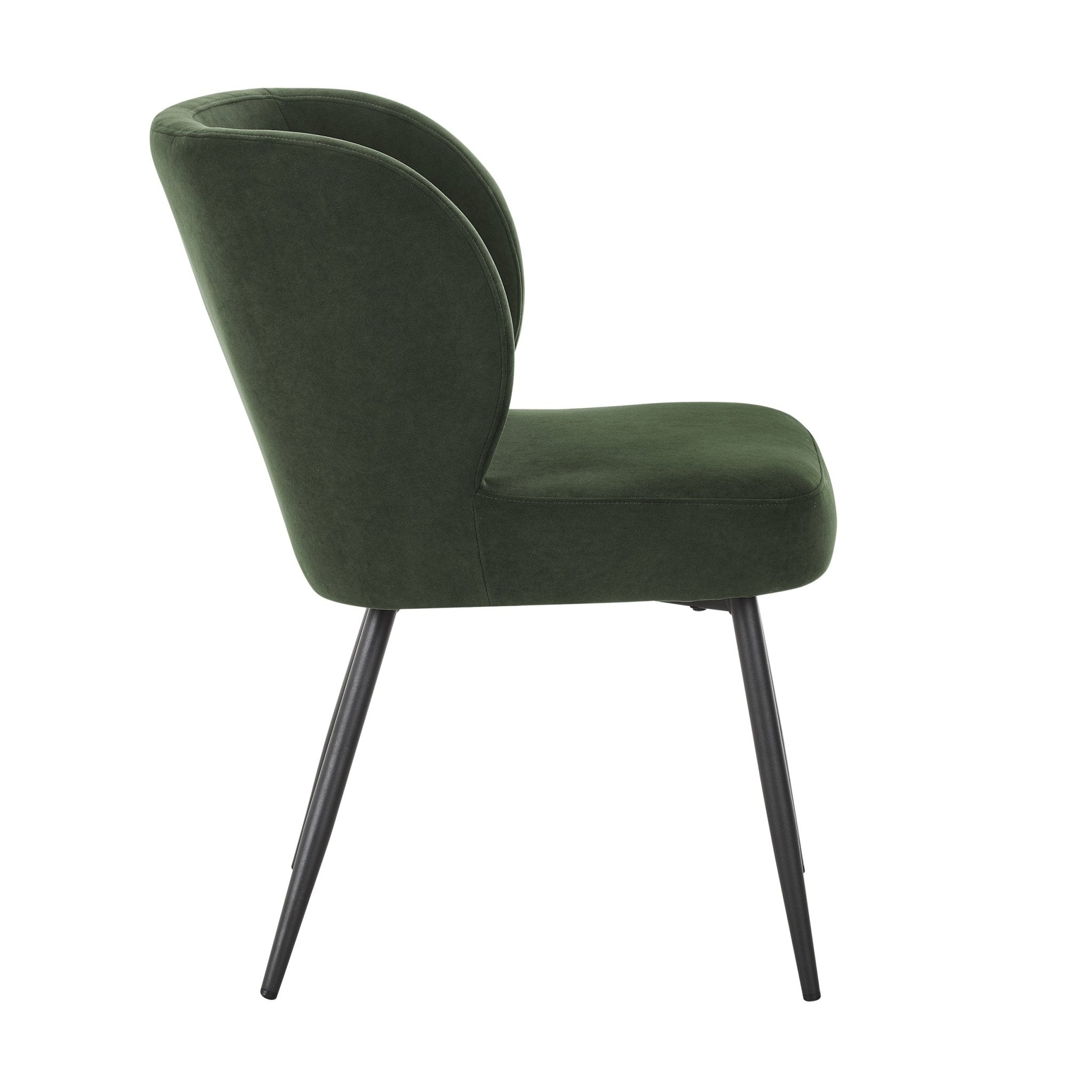 Chaise de salle à manger contemporaine en velours olive foncé avec assise rembourrée