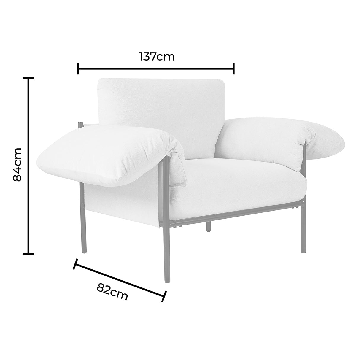 Fauteuil d'appoint décontracté en chenille ivoire avec silhouette décontractée pour le salon