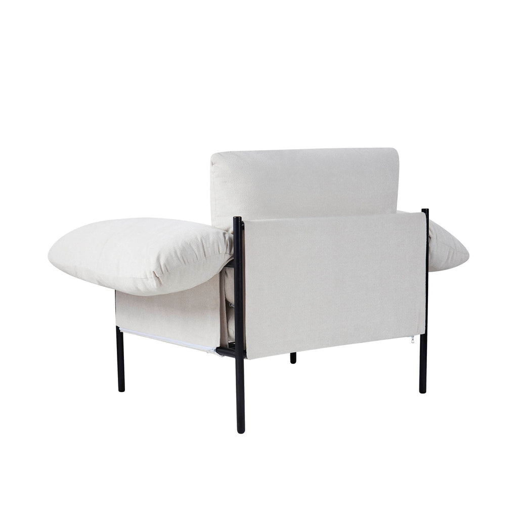 Fauteuil d'appoint décontracté en chenille ivoire avec silhouette décontractée pour le salon