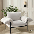 Fauteuil d'appoint décontracté en chenille ivoire avec silhouette décontractée pour le salon