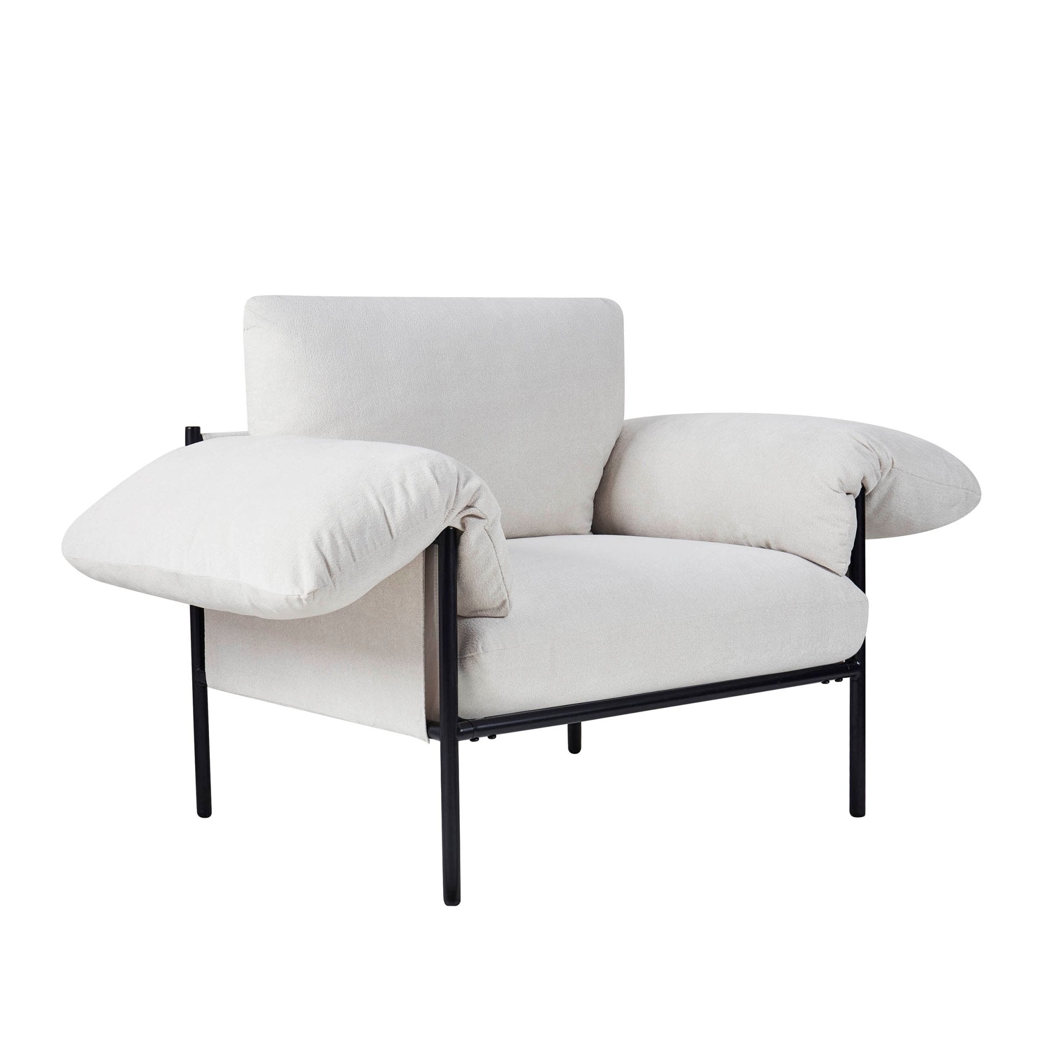 Fauteuil d'appoint décontracté en chenille ivoire avec silhouette décontractée pour le salon