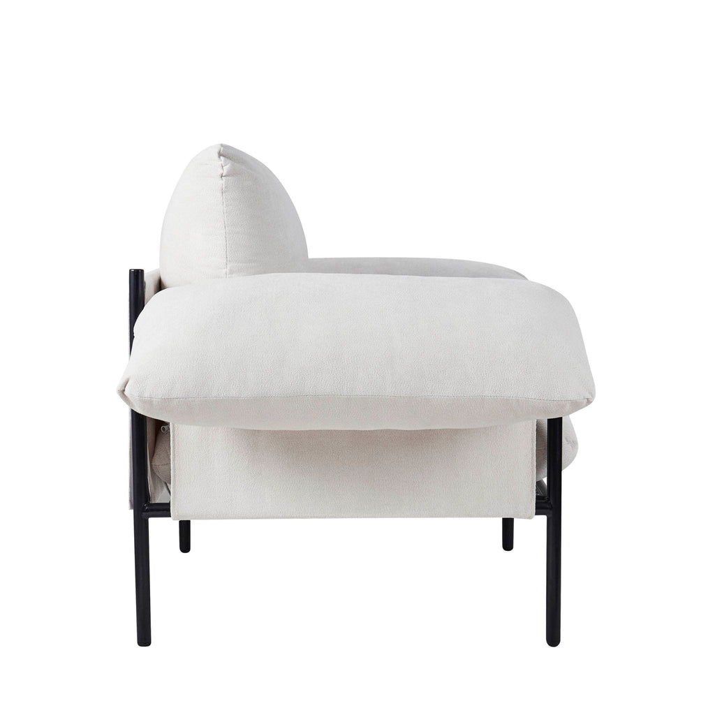 Fauteuil d'appoint décontracté en chenille ivoire avec silhouette décontractée pour le salon