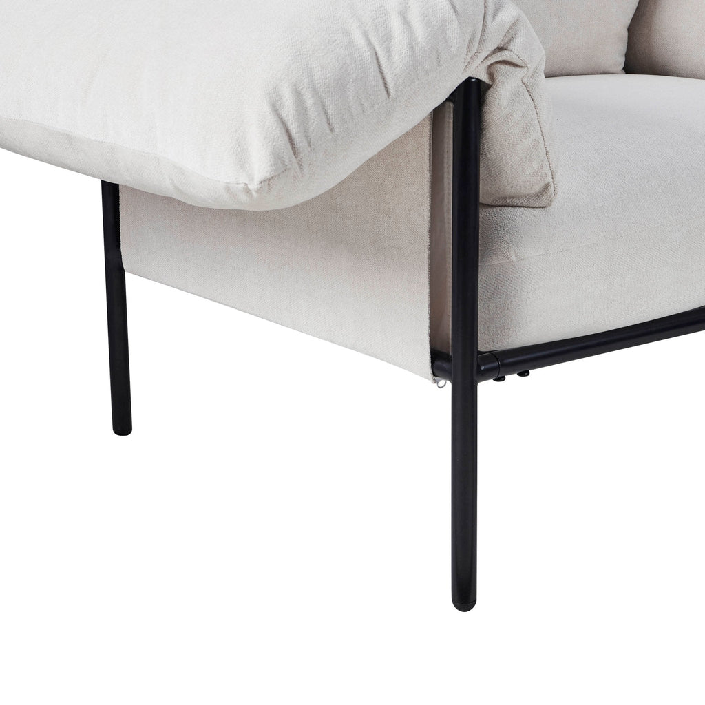 Fauteuil d'appoint décontracté en chenille ivoire avec silhouette décontractée pour le salon