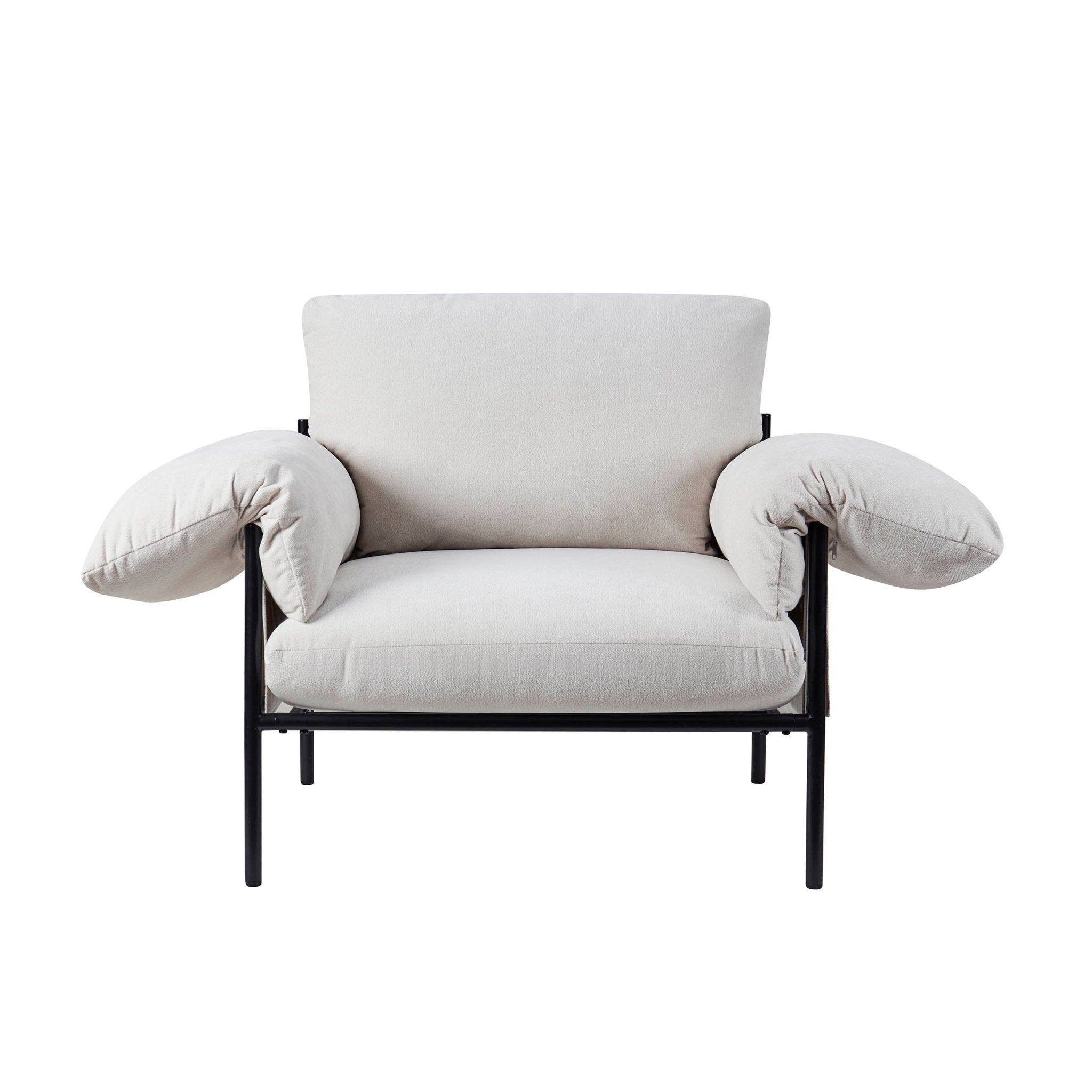 Fauteuil d'appoint décontracté en chenille ivoire avec silhouette décontractée pour le salon