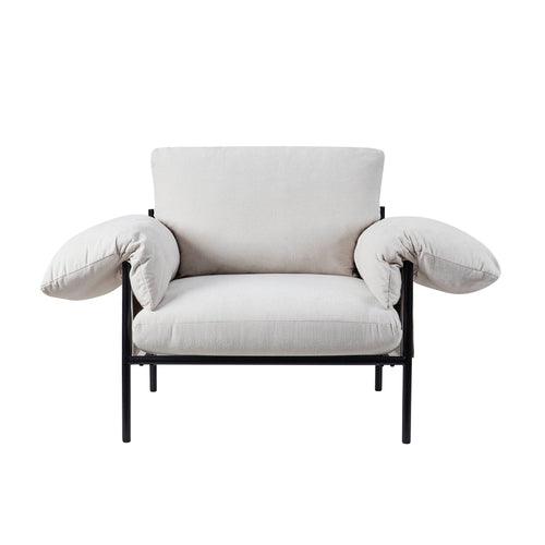 Fauteuil d'appoint décontracté en chenille ivoire avec silhouette décontractée pour le salon