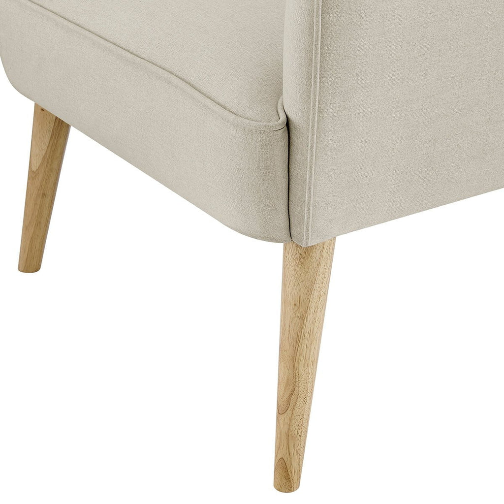 Fauteuil d'appoint scandinave en lin naturel avec cadre en bois classique pour salon