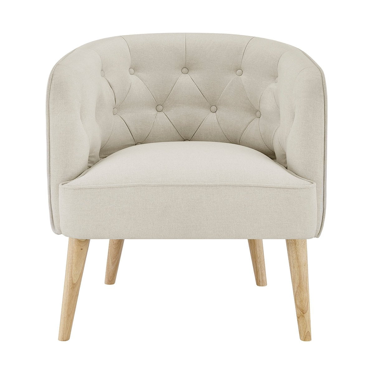 Fauteuil d'appoint scandinave en lin naturel avec cadre en bois classique pour salon